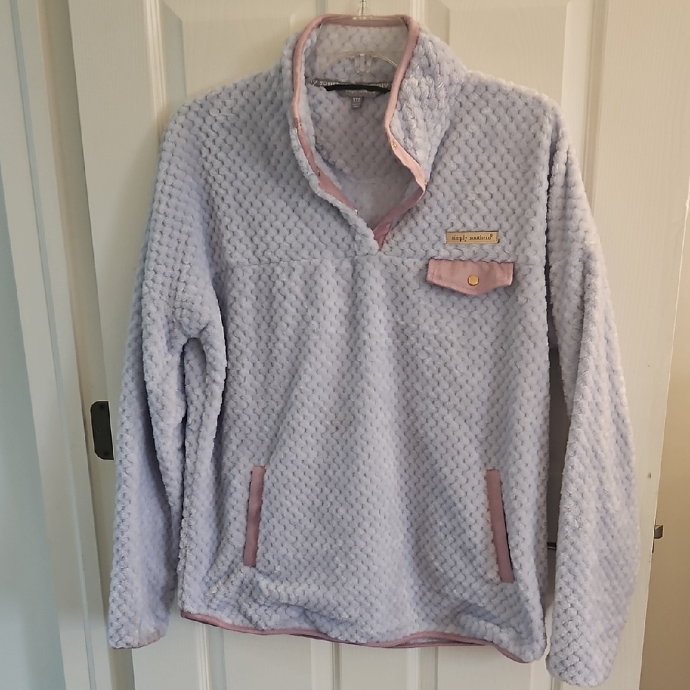 Cozy Lavender Pullover with Pink Accents